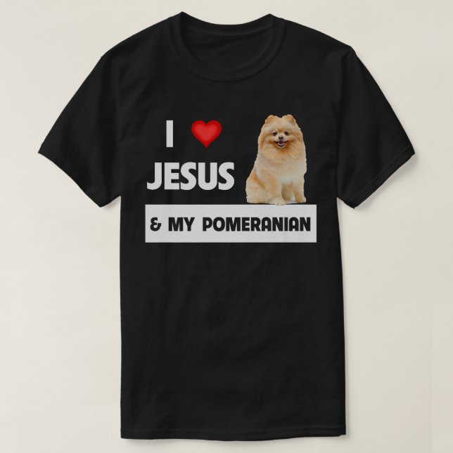 I Kärlek Jesus och Min pommern Mamma och Pappa Chr T Shirt (Design framsida)