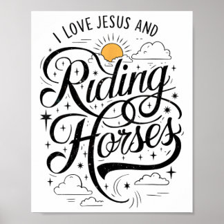 I Kärlek Jesus och Riding Horseback Girls Wom Poster
