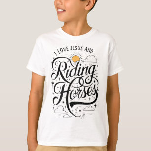 I Kärlek Jesus och Riding Horseback Girls Wom T Shirt