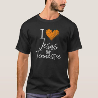 I Kärlek Jesus och Tennessee Orange Heart Cute Flä T Shirt