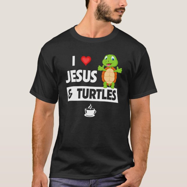 I Kärlek Jesus och Turtles Christian Church Tortoi T Shirt (Framsida)