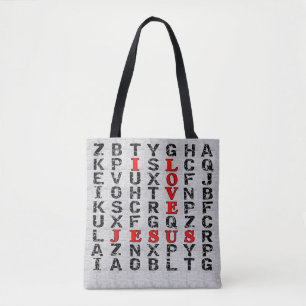 I Kärlek Jesus Ord Search Christian Print Bag Tygkasse