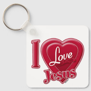 I Kärlek Jesus Red Heart Nyckelring