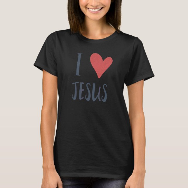 I Kärlek Jesus Religiösa Christian T Shirt (Framsida)