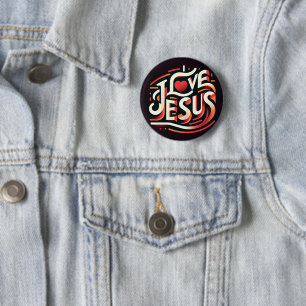 I Kärlek Jesus Retro Christian Knapp