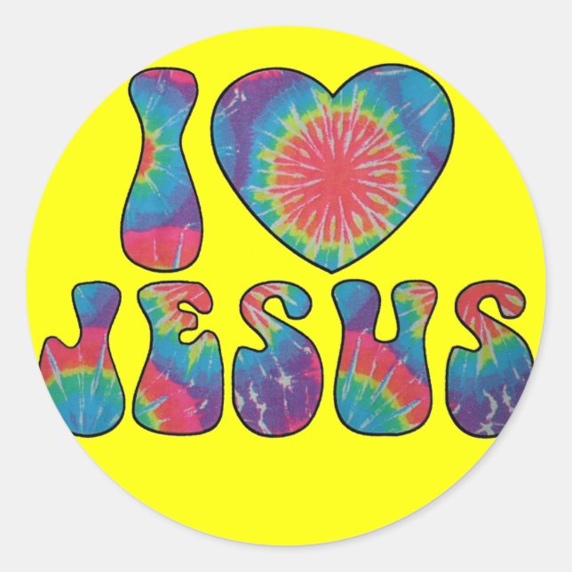 I KÄRLEK JESUS STICKERS RUNT KLISTERMÄRKE (Framsida)