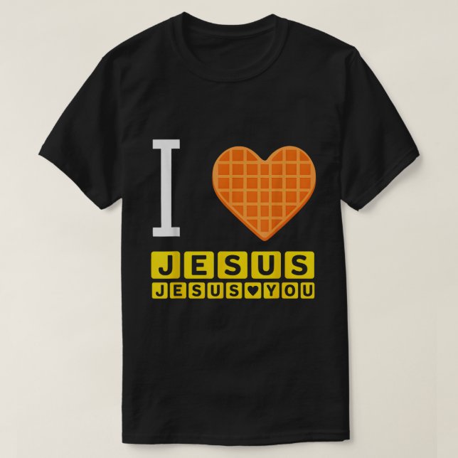 I Kärlek Jesus Waffle Funny Breakfast T Shirt (Design framsida)