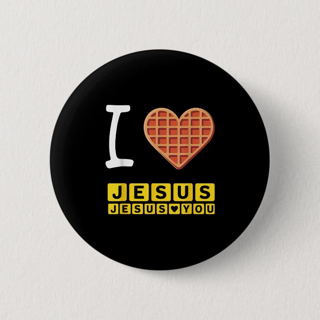 I Kärlek Jesus Waffle Heart Ljudny Christian Break Knapp (Framsida)