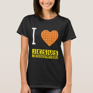 I Kärlek Jesus Waffle Heart Ljudny Christian Break T Shirt