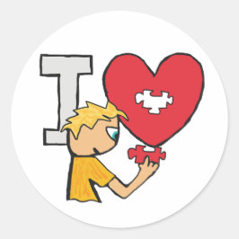 I Kärlek Jigszawa Puzzles Runt Klistermärke