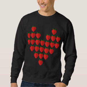 I Kärlek Jordgubbar Berry Heart Fruit Art Lång Ärmad Tröja
