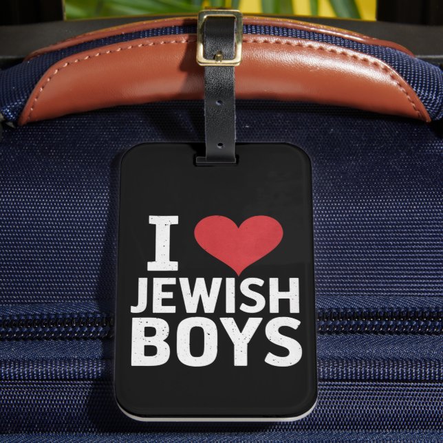 I Kärlek judiska pojkar I Heart Jewish Boys Hanukk Bagagebricka (Framsida Insitu 2)