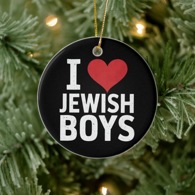 I Kärlek judiska pojkar I Heart Jewish Boys Hanukk Julgransprydnad Keramik (Träd)