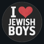 I Kärlek judiska pojkar I Heart Jewish Boys Hanukk Runt Klistermärke<br><div class="desc">I Kärlek judiska pojkar I Heart Jewish Boys Hanukkah</div>
