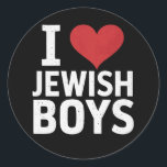 I Kärlek judiska pojkar I Heart Jewish Boys Hanukk Runt Klistermärke<br><div class="desc">I Kärlek judiska pojkar I Heart Jewish Boys Hanukkah</div>
