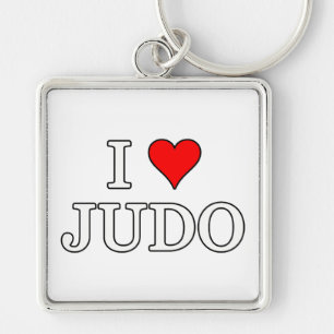 I Kärlek Judo Fyrkantig Silverfärgad Nyckelring