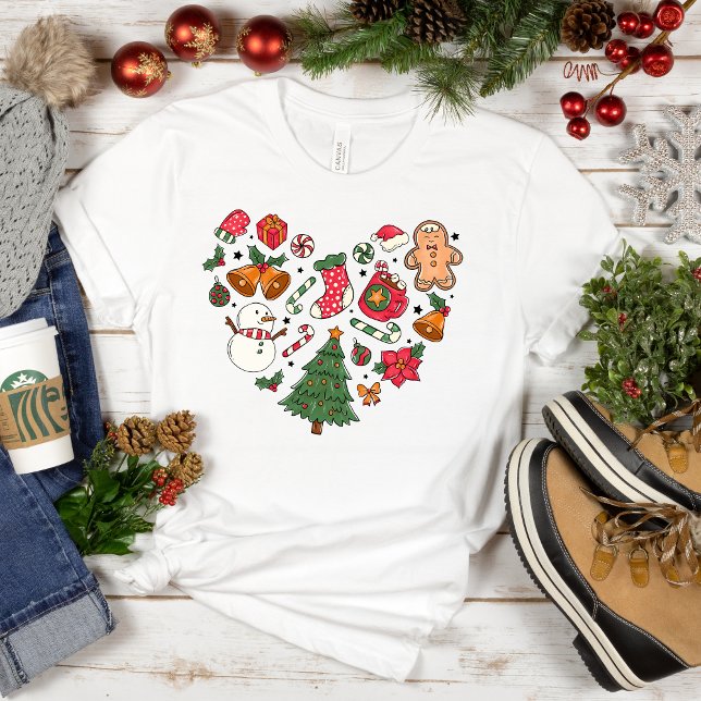 I Kärlek jul: Festive T Shirt (Festive vibes: Christmas Joy Heart Tee ❤️🎄)