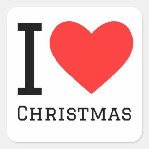 I kärlek jul fyrkantigt klistermärke