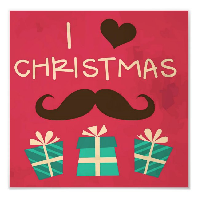 I Kärlek jul Mustache Fototryck (Framsidan)