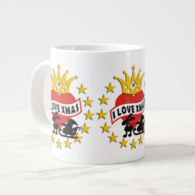 I KÄRLEK Julafton + din bakgrund Jumbo Mugg (Framsida vänster)