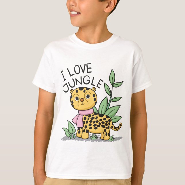 I Kärlek Jungle Leopard Funny Cute T Shirt (Framsida)
