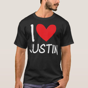 I Kärlek Justin Namn Personlig Girl Woman Bff Fri T Shirt