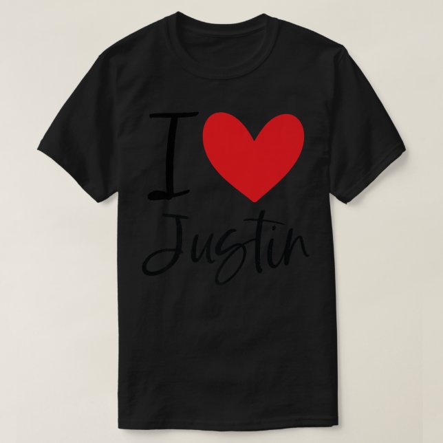 I Kärlek Justin Namn Personlig Girl Woman BFF Fri T Shirt (Design framsida)