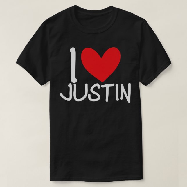 I Kärlek Justin Namn Personlig Manar Guy BFF Frien T Shirt (Design framsida)