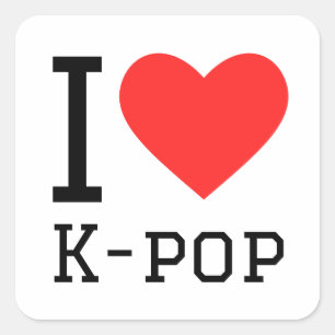 I kärlek k-pop fyrkantigt klistermärke