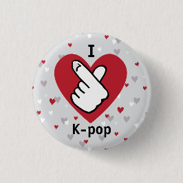 I Kärlek K-pop Red Grått Finger Heart Button Knapp