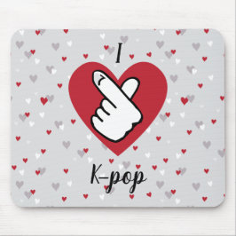 I Kärlek K-pop Red Grått Finger Heart Mouse Pad Musmatta