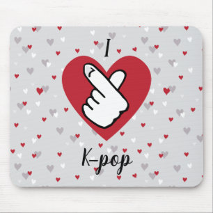 I Kärlek K-pop Red Grått Finger Heart Mouse Pad Musmatta