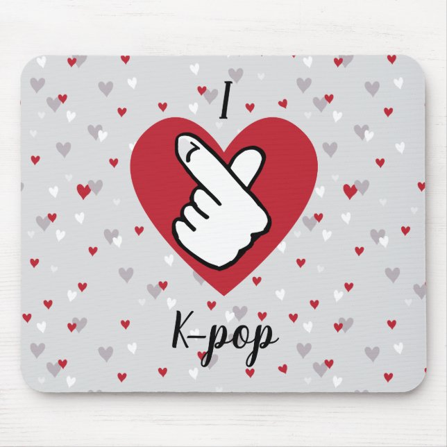 I Kärlek K-pop Red Grått Finger Heart Mouse Pad Musmatta (Framsidan)