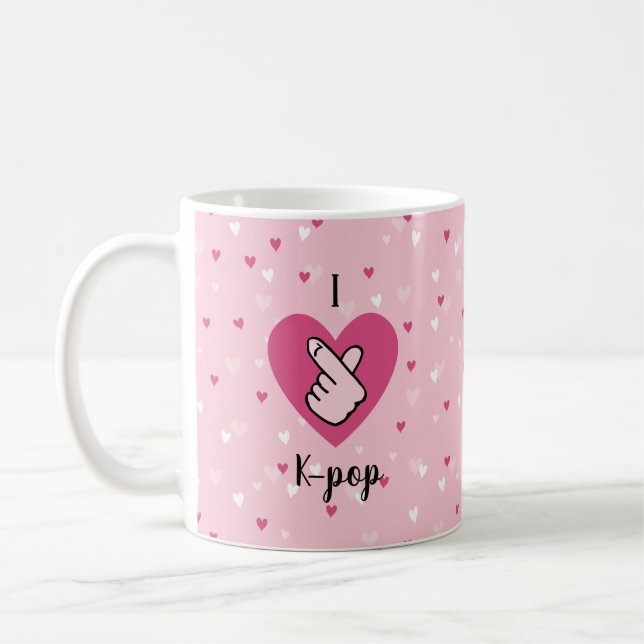 I Kärlek K-pop Rosa Finger Heart BlackPink Kaffemugg (Vänster)