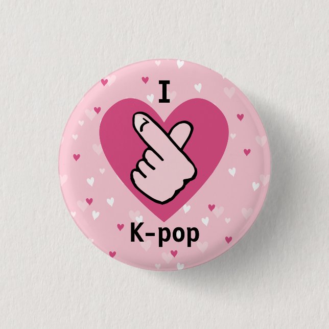 I Kärlek K-pop Rosa Finger Heart BlackPink Knapp (Framsida)