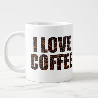 I Kärlek-kaffe i rostade kaffebönor Jumbo Mugg