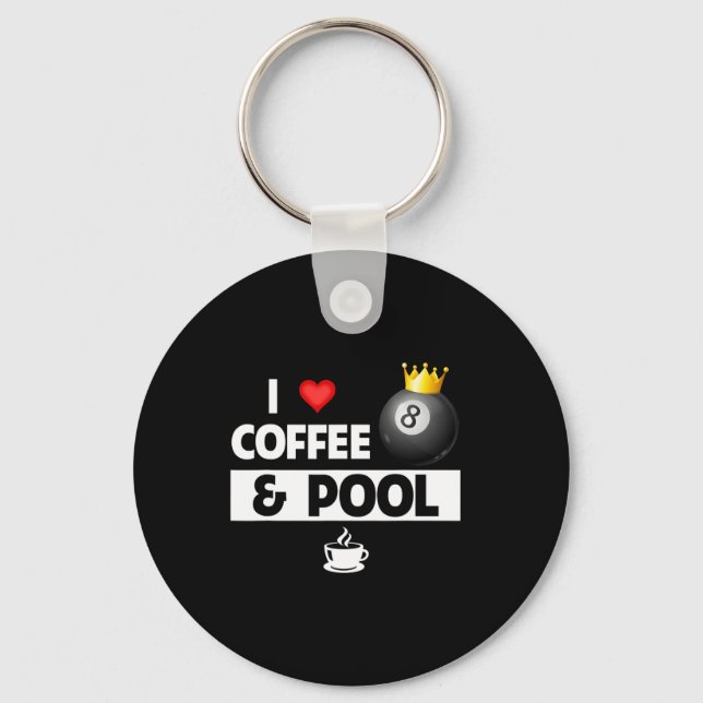 I Kärlek kaffe och Bassäng Stick 8 Boll Pocket Bil Nyckelring (Framsida)