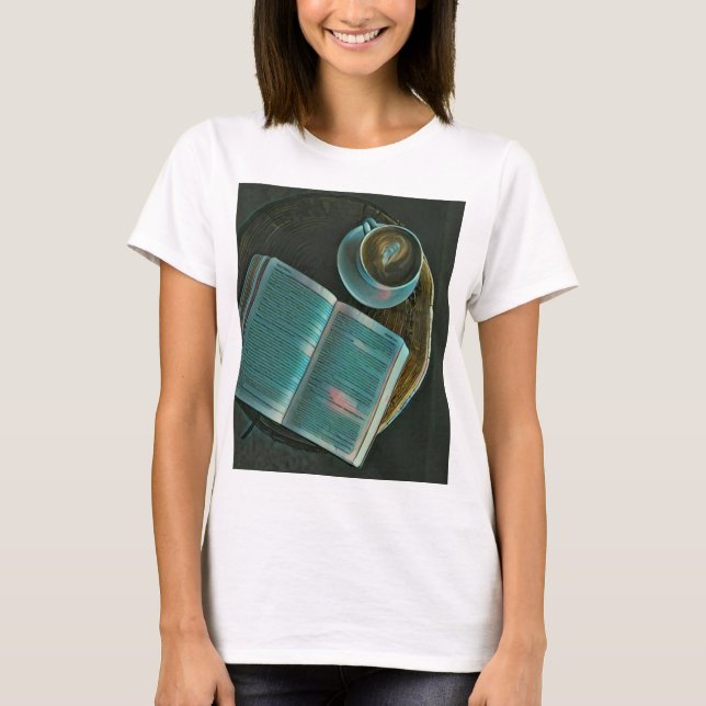 I kärlek kaffe och bokar t shirt (Framsida)