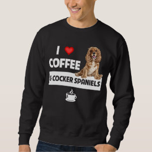 I Kärlek-kaffe och Cocker-spanjorer Hund Pappa Caf Lång Ärmad Tröja