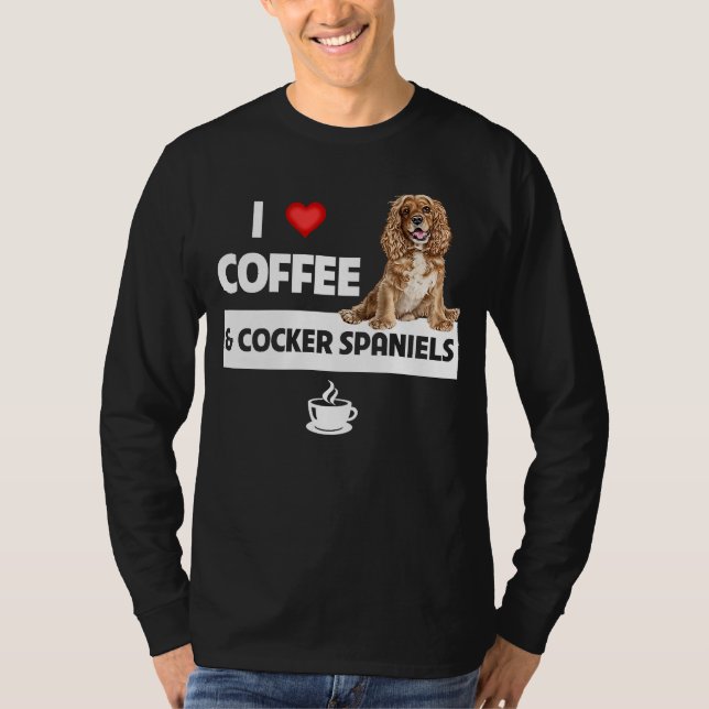 I Kärlek-kaffe och Cocker-spanjorer Hund Pappa Caf T Shirt (Framsida)