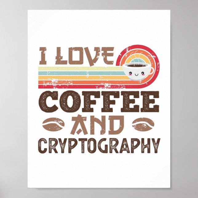 I kärlek kaffe och kryptografi Retro Sunset Gift Poster (Framsidan)