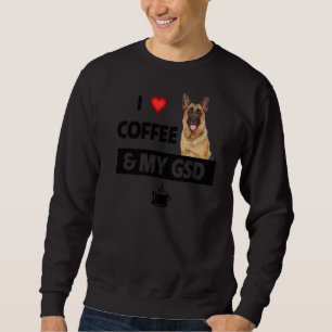 I Kärlek-kaffe och min tyska shepherd Hund D Lång Ärmad Tröja