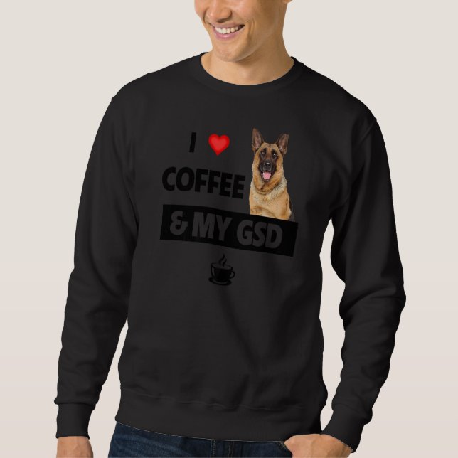 I Kärlek-kaffe och min tyska shepherd Hund D Lång Ärmad Tröja (Framsida)