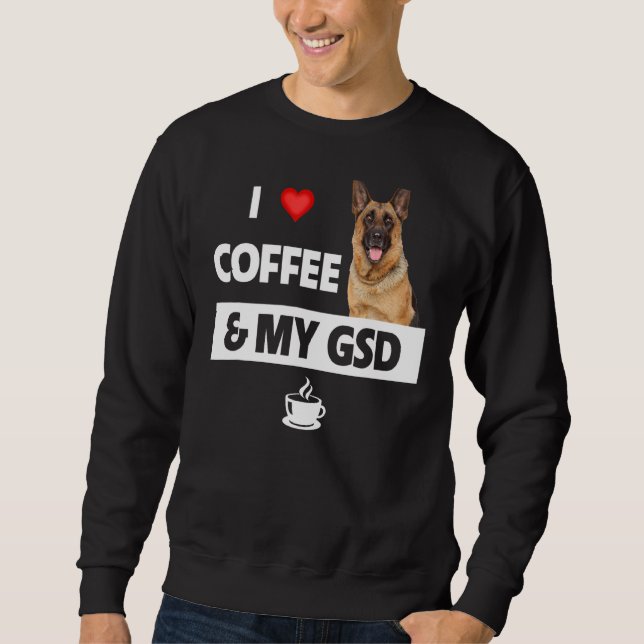 I Kärlek-kaffe och min tyska shepherd Hund D Lång Ärmad Tröja (Framsida)