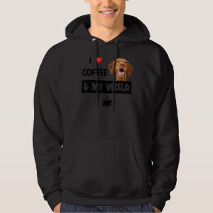 I Kärlek kaffe och min Vizsla Mamma Pappa Rädda dj Hoodie