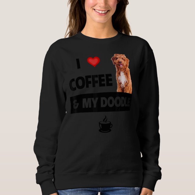 I Kärlek-kaffe och mitt gyllene Doodle Hund Pappa- T Shirt (Framsida)
