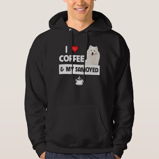 I Kärlek-kaffe och mitt samoyed Samlare Tassar Mam Hoodie (Framsida)
