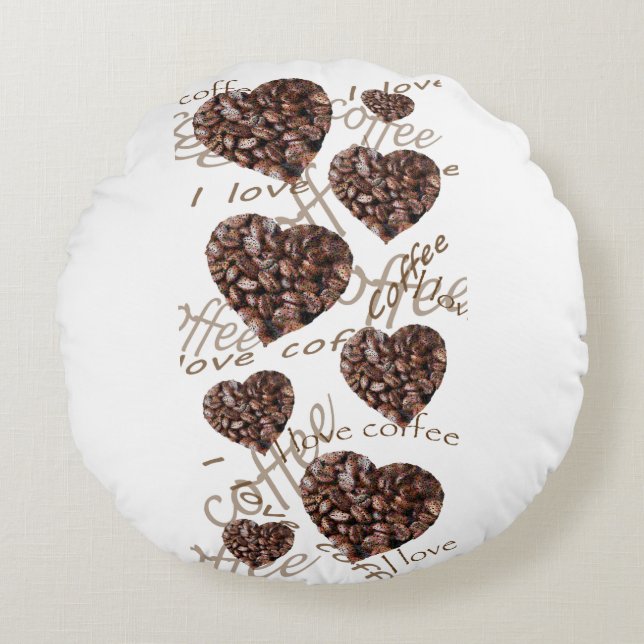 I Kärlek-kaffe Rund Kudde (Framsidan)