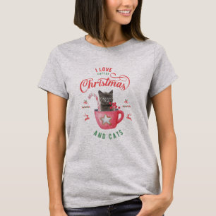 i kärlek Kaffejul och Glatta Hälsning i Katter T Shirt