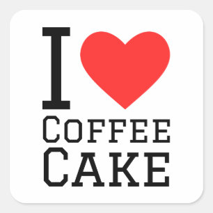 I kärlek kaffekaka fyrkantigt klistermärke